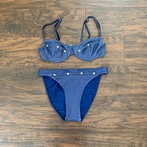 Stretchy jean bikini set